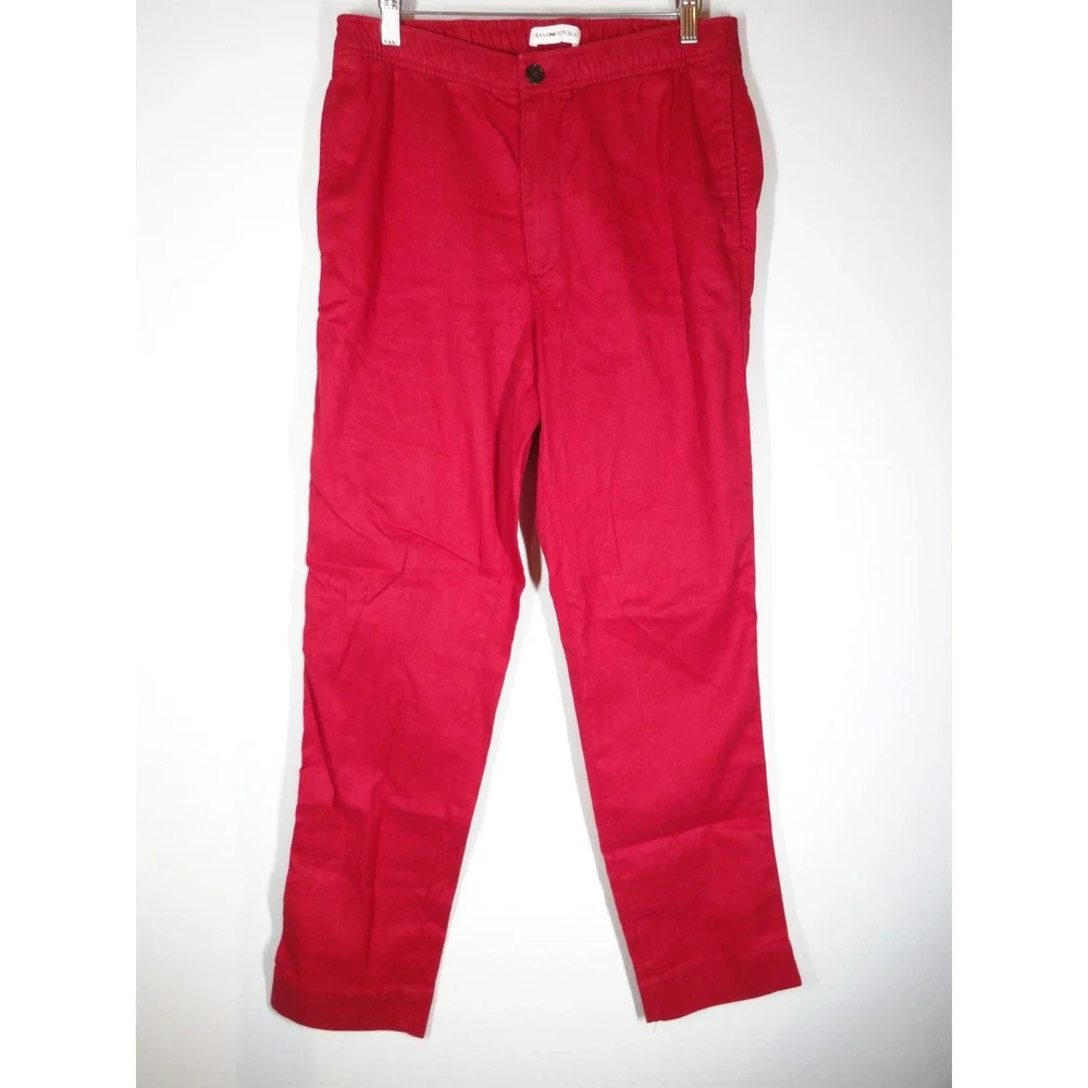 Banana Republic Linen Blend Pants Men Small Red Straight Leg Casual Summer Chino